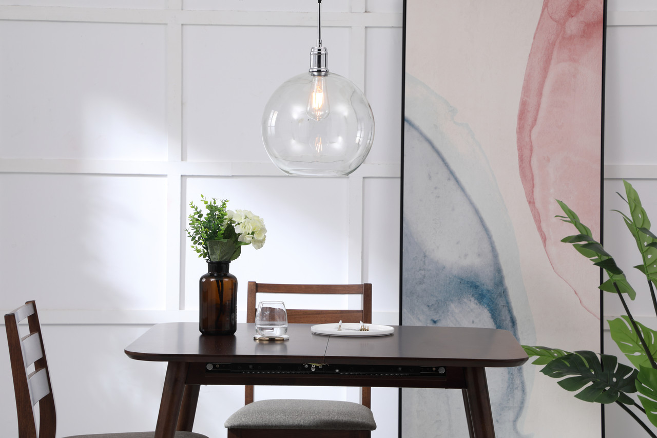 Living District LD6208C Emett 1 light Chrome and Clear glass pendant