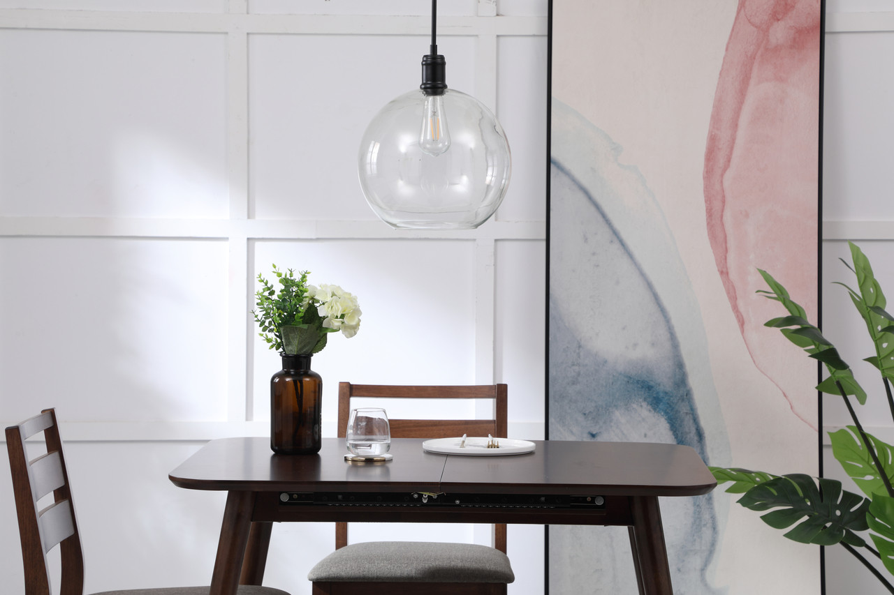 Living District LD6207BK Emett 1 light Black and Clear glass pendant