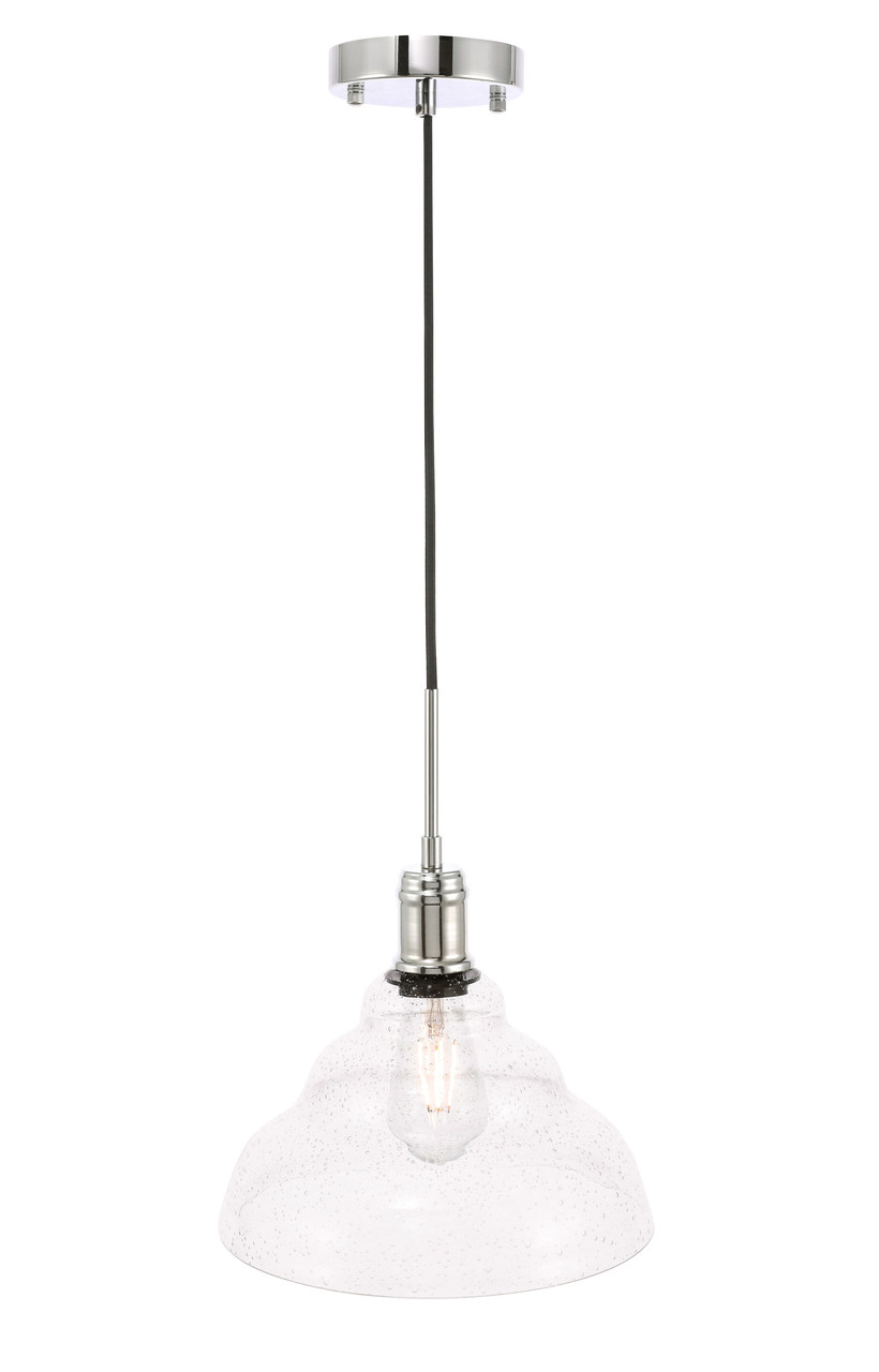 Living District LD6220C Gil 1 light Chrome and Clear seeded glass pendant