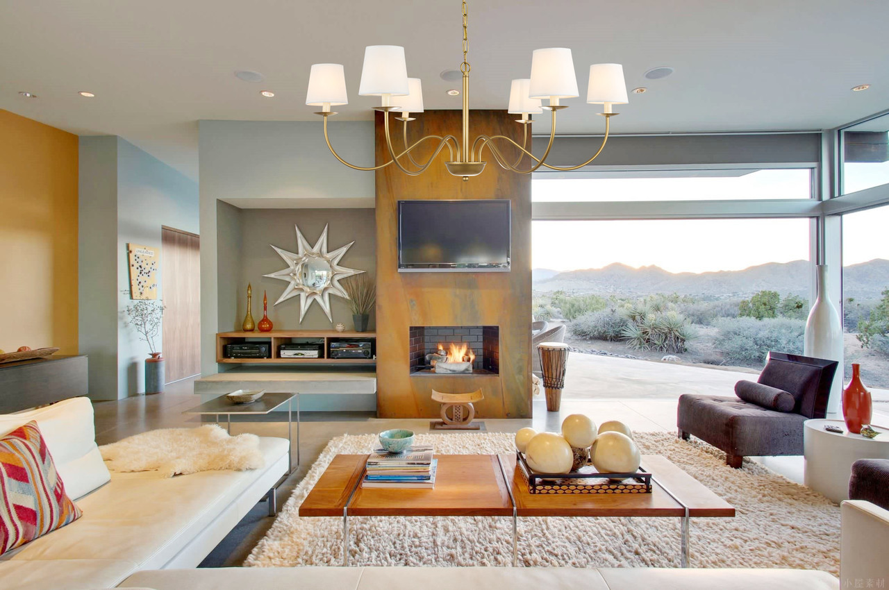 Living District LD6103D37BR Eclipse 6 light Brass and White shade chandelier