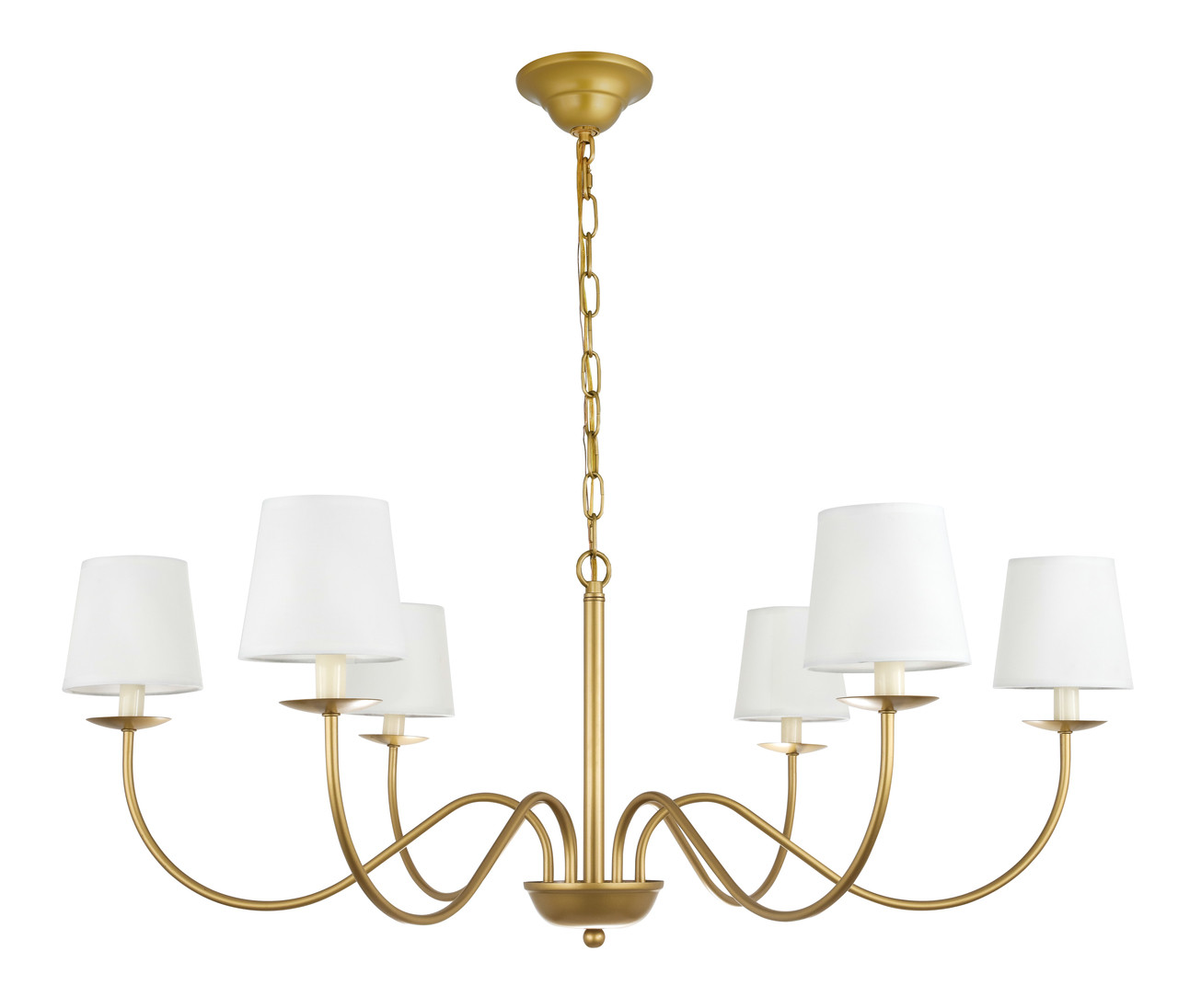 Living District LD6103D37BR Eclipse 6 light Brass and White shade chandelier