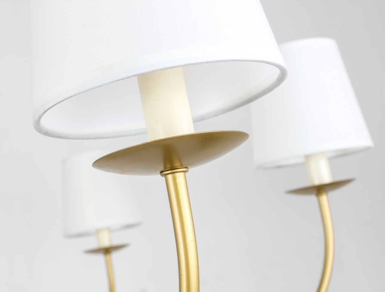 Living District LD6103D37BR Eclipse 6 light Brass and White shade chandelier