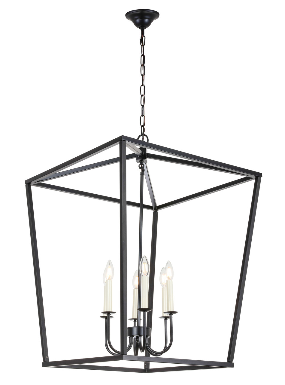 Living District LD6008D24BK Maddox 6 light Black chandelier