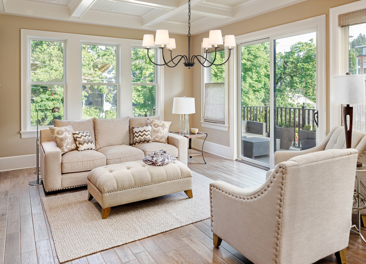 Living District LD6103D37BK Eclipse 6 light Black and White shade chandelier