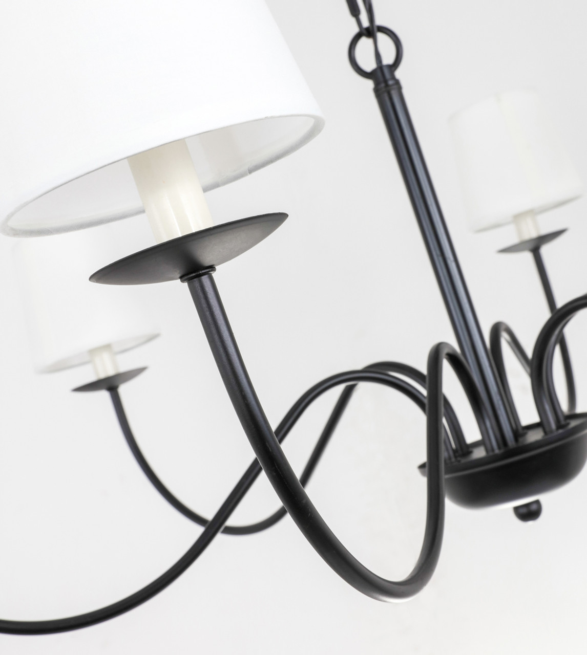 Living District LD6103D37BK Eclipse 6 light Black and White shade chandelier