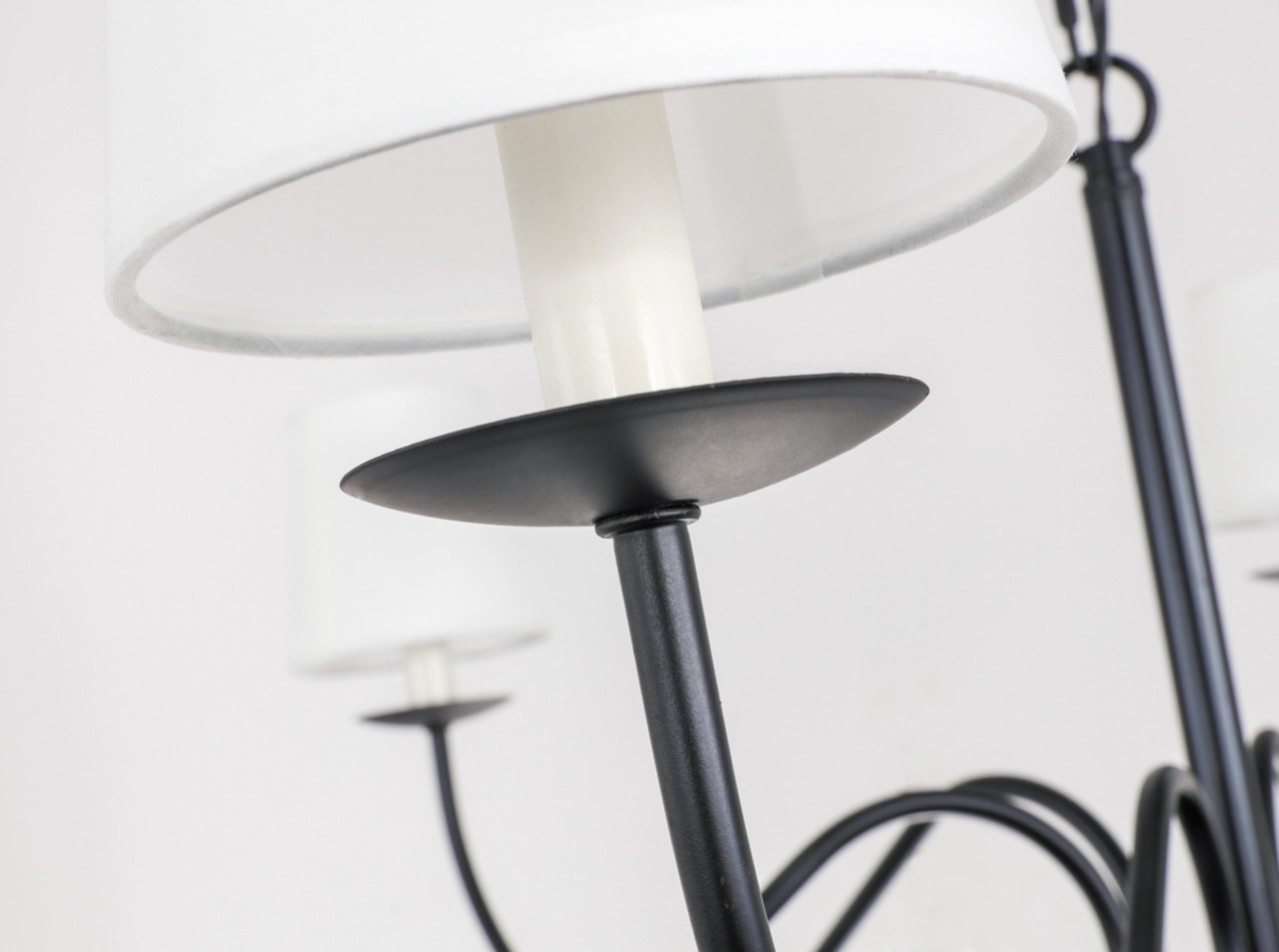 Living District LD6103D37BK Eclipse 6 light Black and White shade chandelier