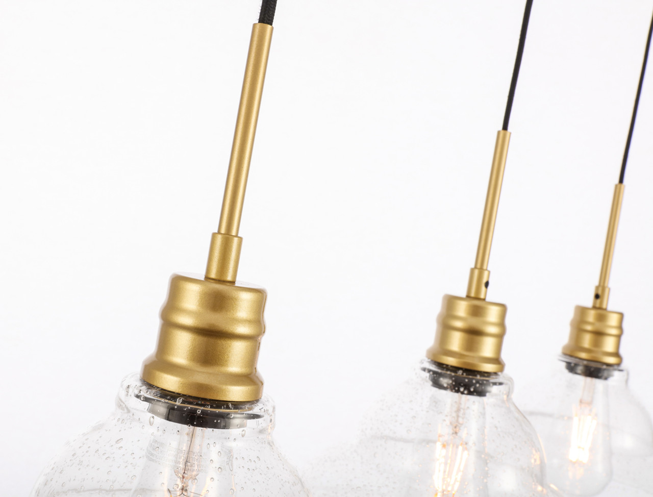 Living District LD6224BR Clive 3 light Brass and Clear seeded glass pendant