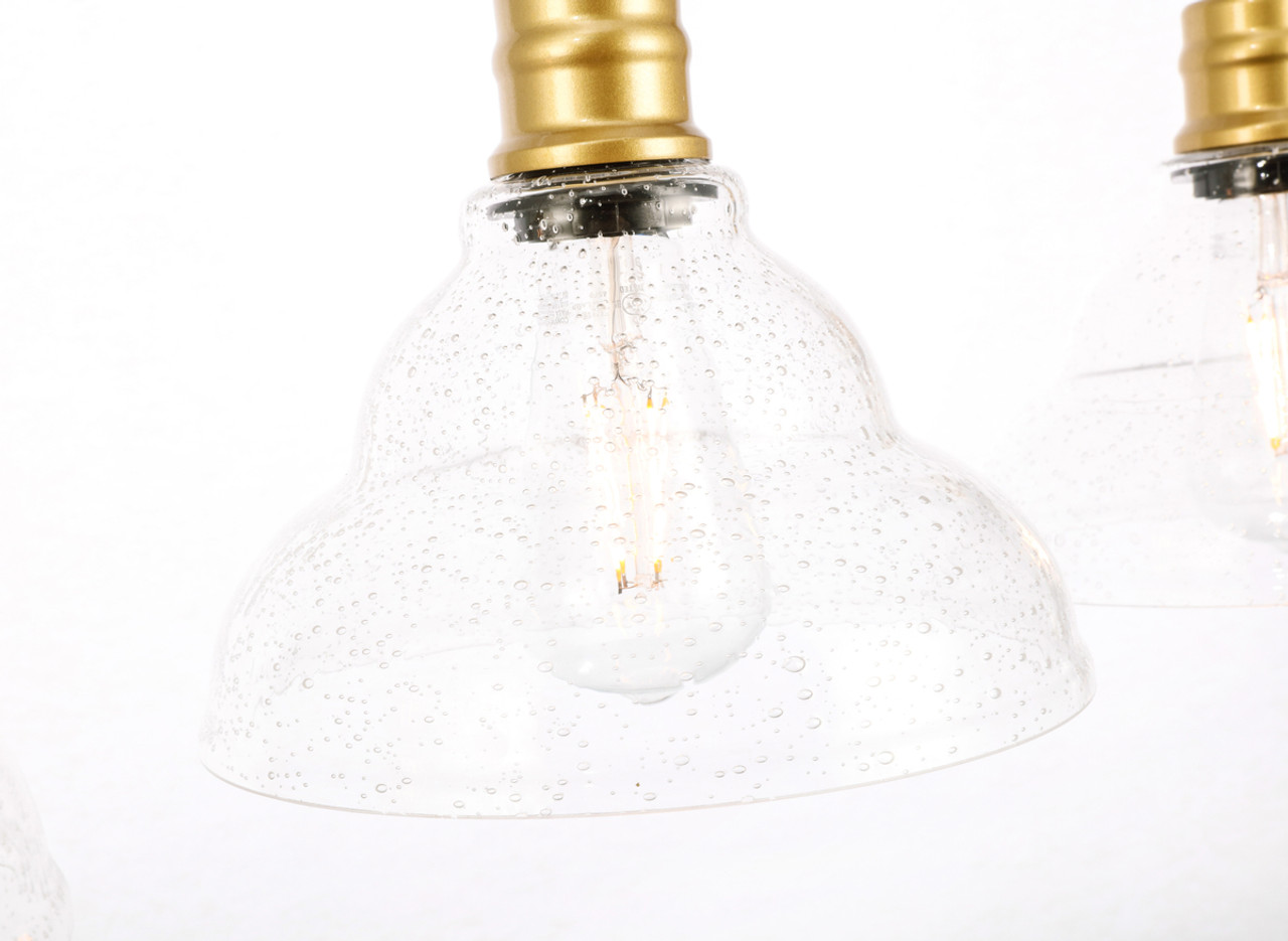Living District LD6224BR Clive 3 light Brass and Clear seeded glass pendant