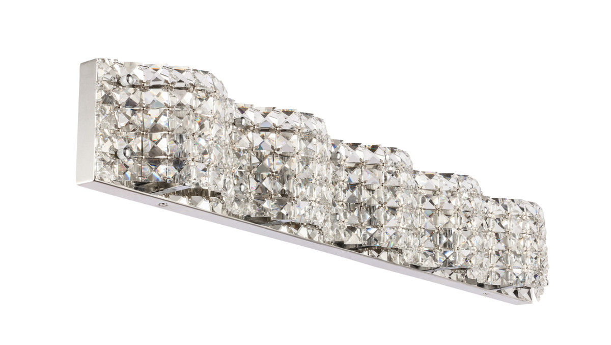 Living District LD7019C Ollie 5 light Chrome and Clear Crystals wall sconce