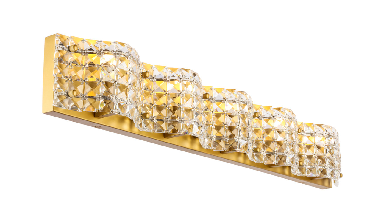 Living District LD7020BR Ollie 5 light Brass and Clear Crystals wall sconce Living District LD7020BR Ollie 5 light Brass and Clear Crystals wall sconce