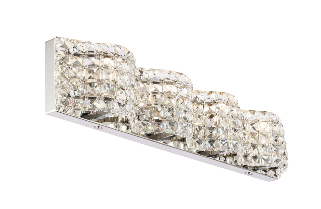 Living District LD7017C Ollie 4 light Chrome and Clear Crystals wall sconce