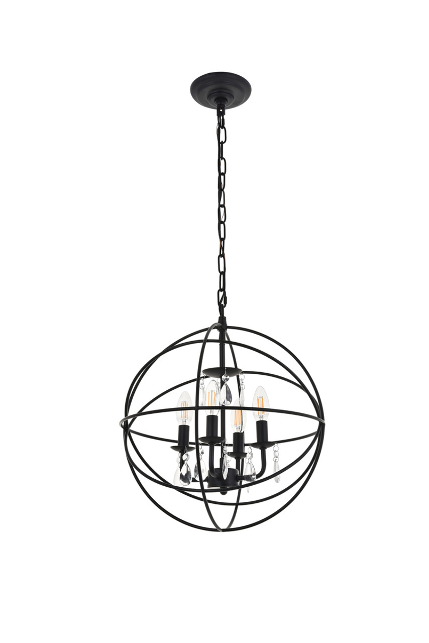 Living District LD5055D16MB Wallace 4 light Matte Black Pendant