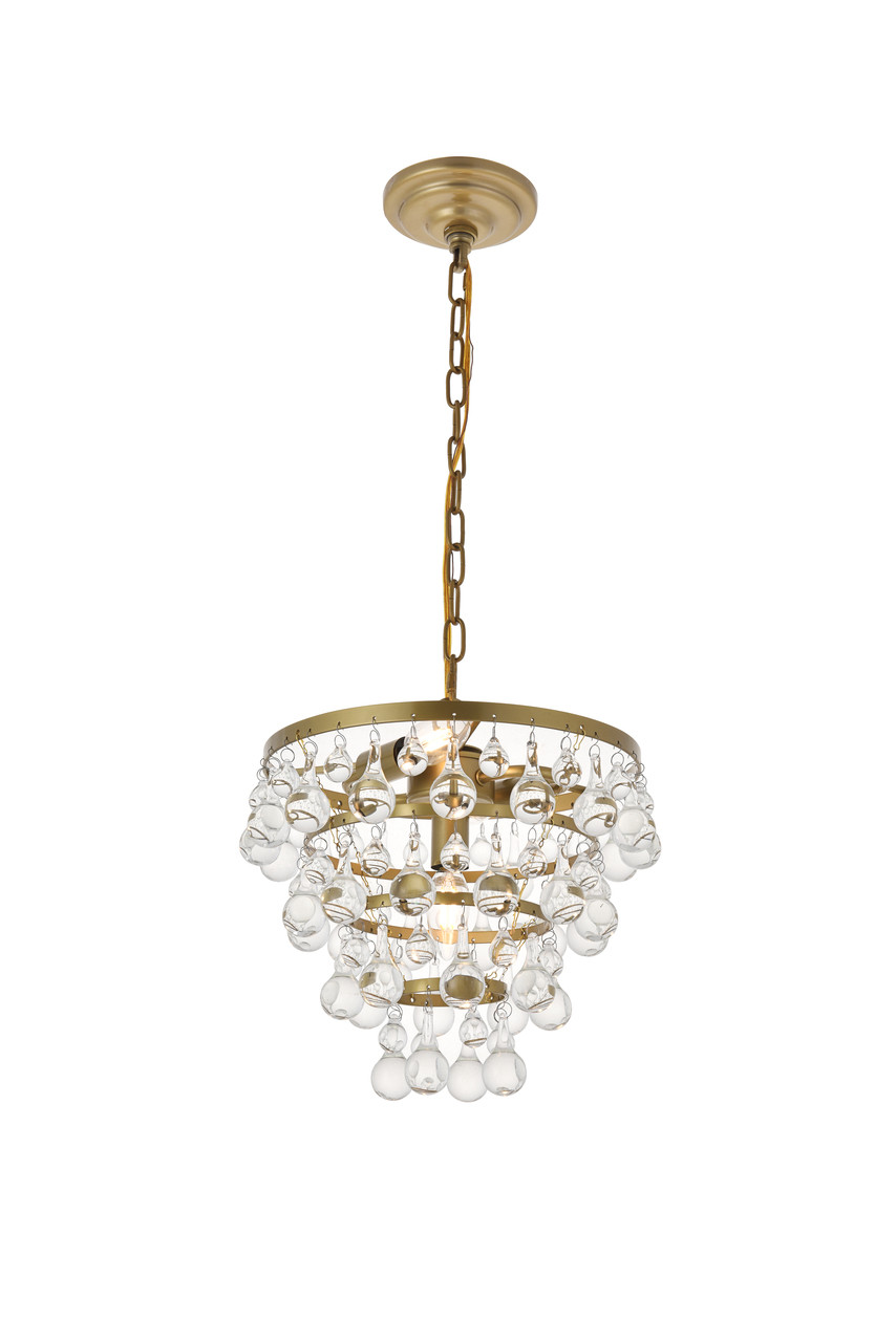 Living District LD5016D13BR Kora 3 light Brass Pendant