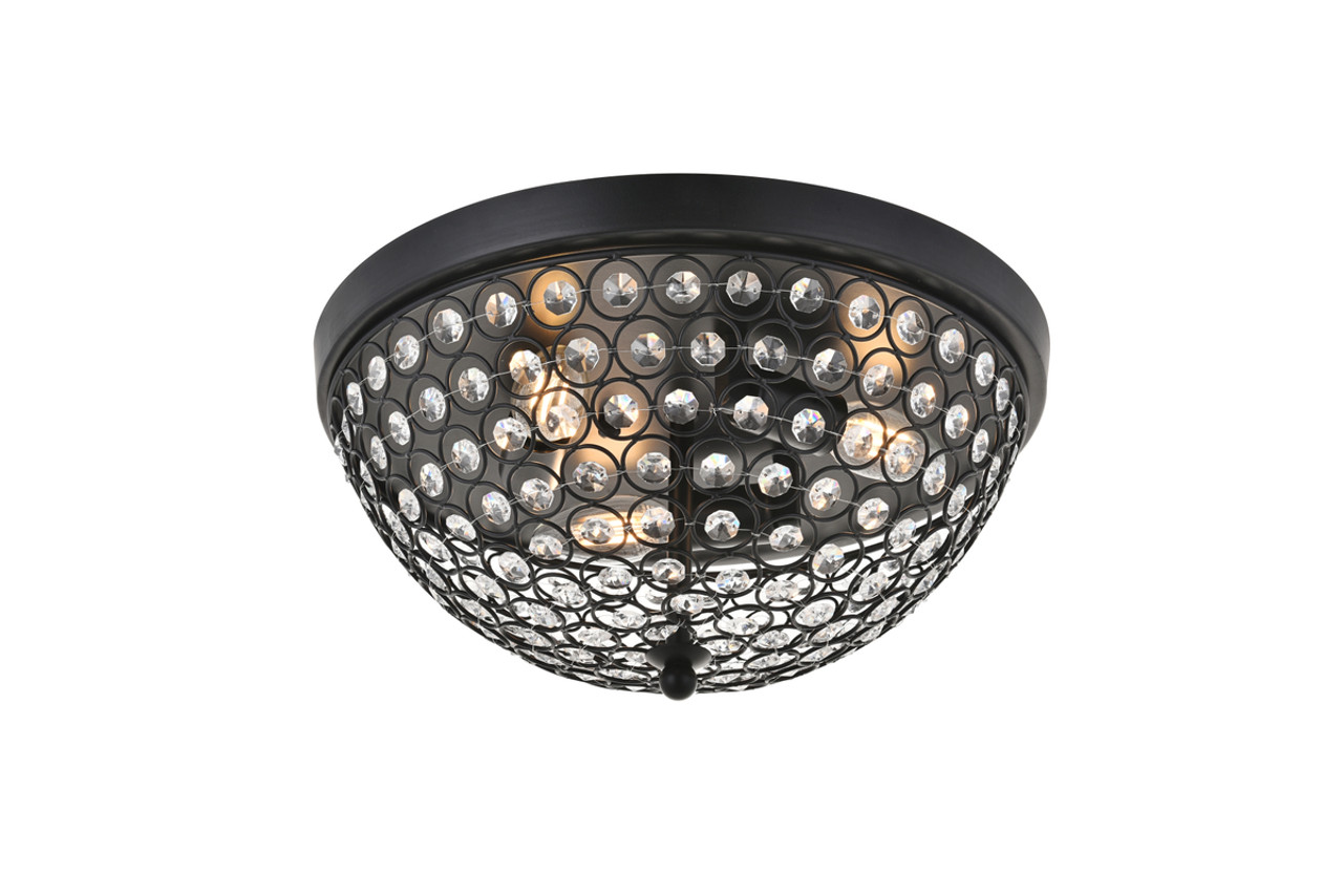 Living District LD5012F13MB Taye 3 light Matte Black Flush Mount