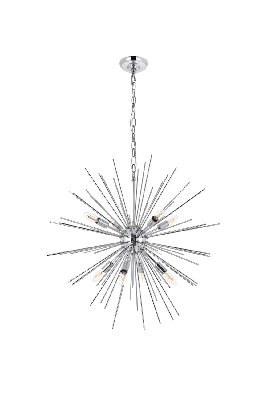 Living District LD5051D30C Timber 8 light Chrome Pendant