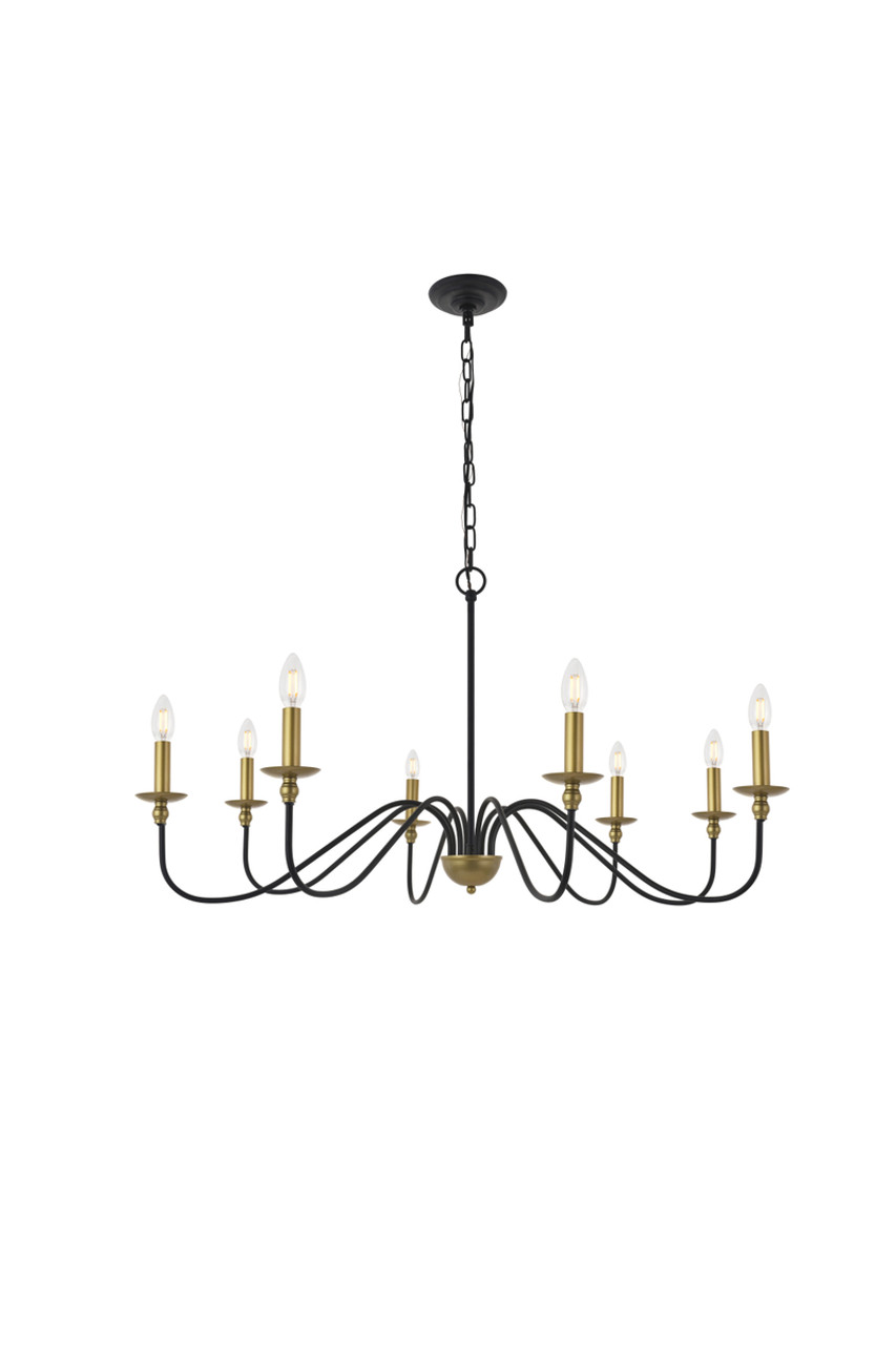 Living District LD5006D42BRB Rohan 8 light Matte Black and Brass Pendant