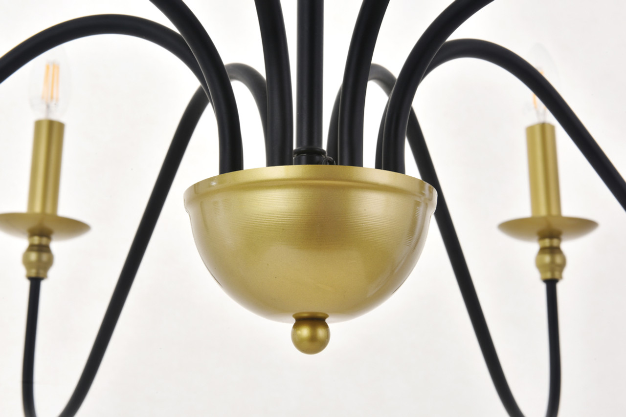 Living District LD5006D42BRB Rohan 8 light Matte Black and Brass Pendant