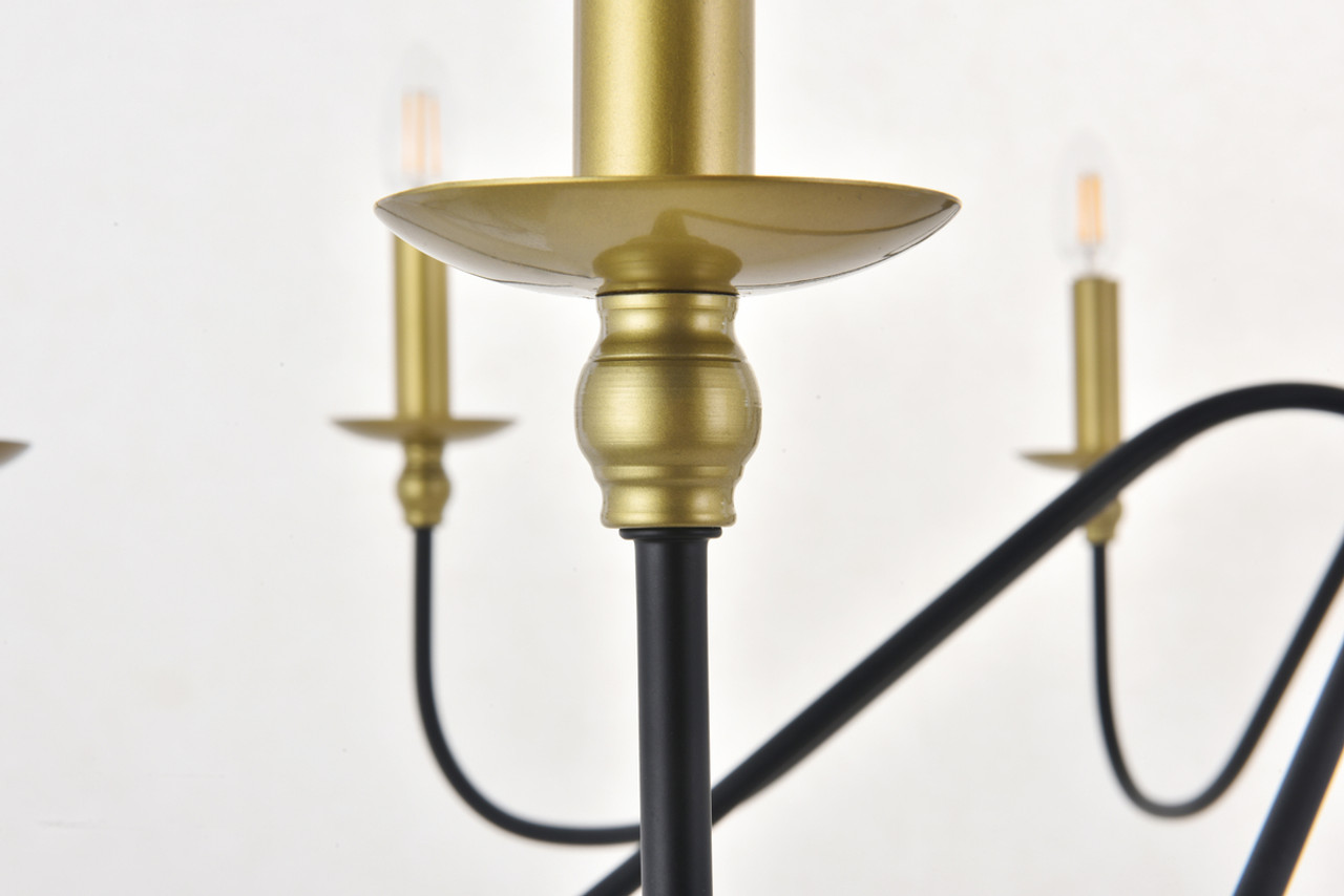 Living District LD5006D42BRB Rohan 8 light Matte Black and Brass Pendant