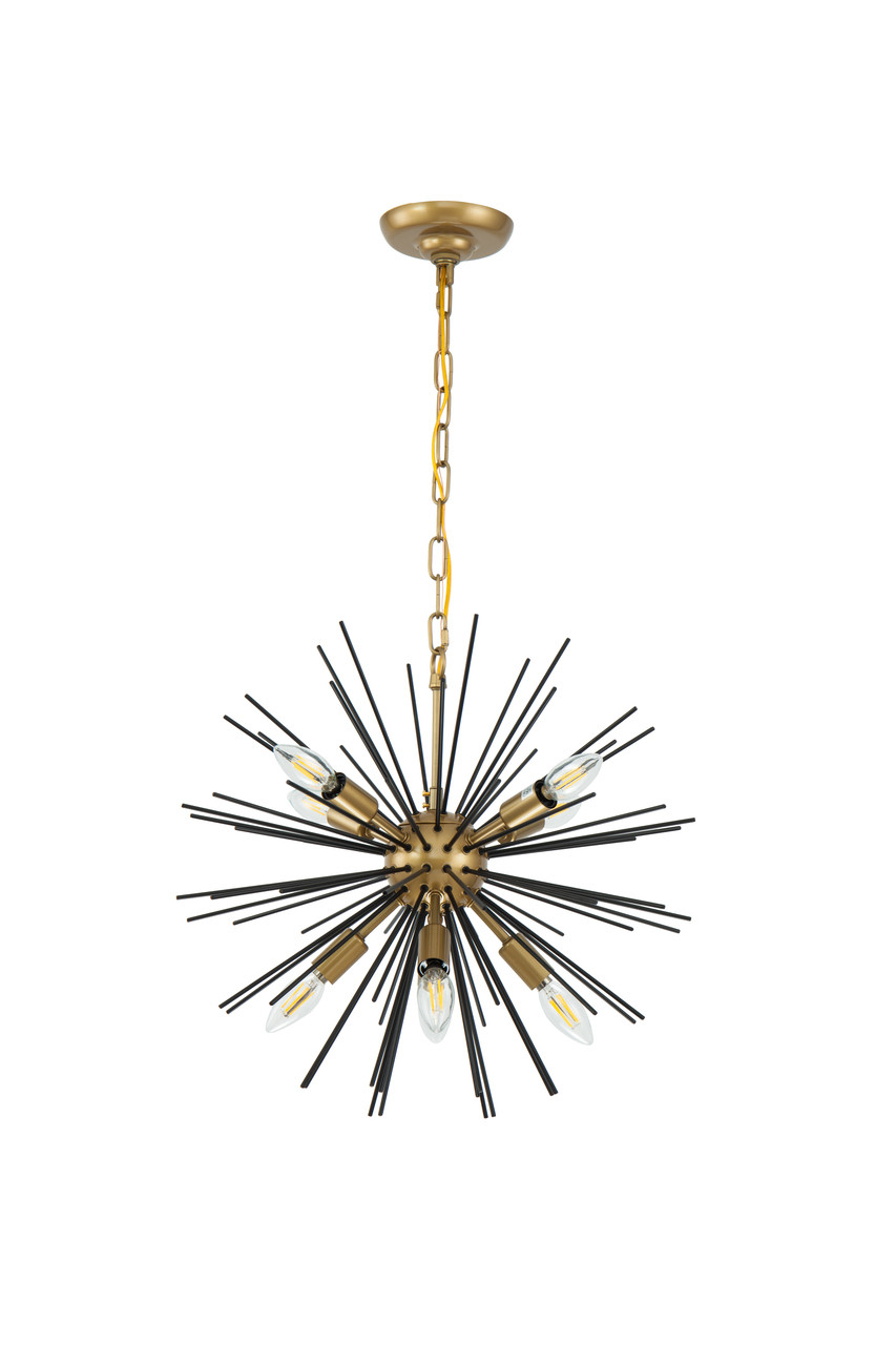 Living District LD5035D20BK Timber 8 light Brass and Black pendant