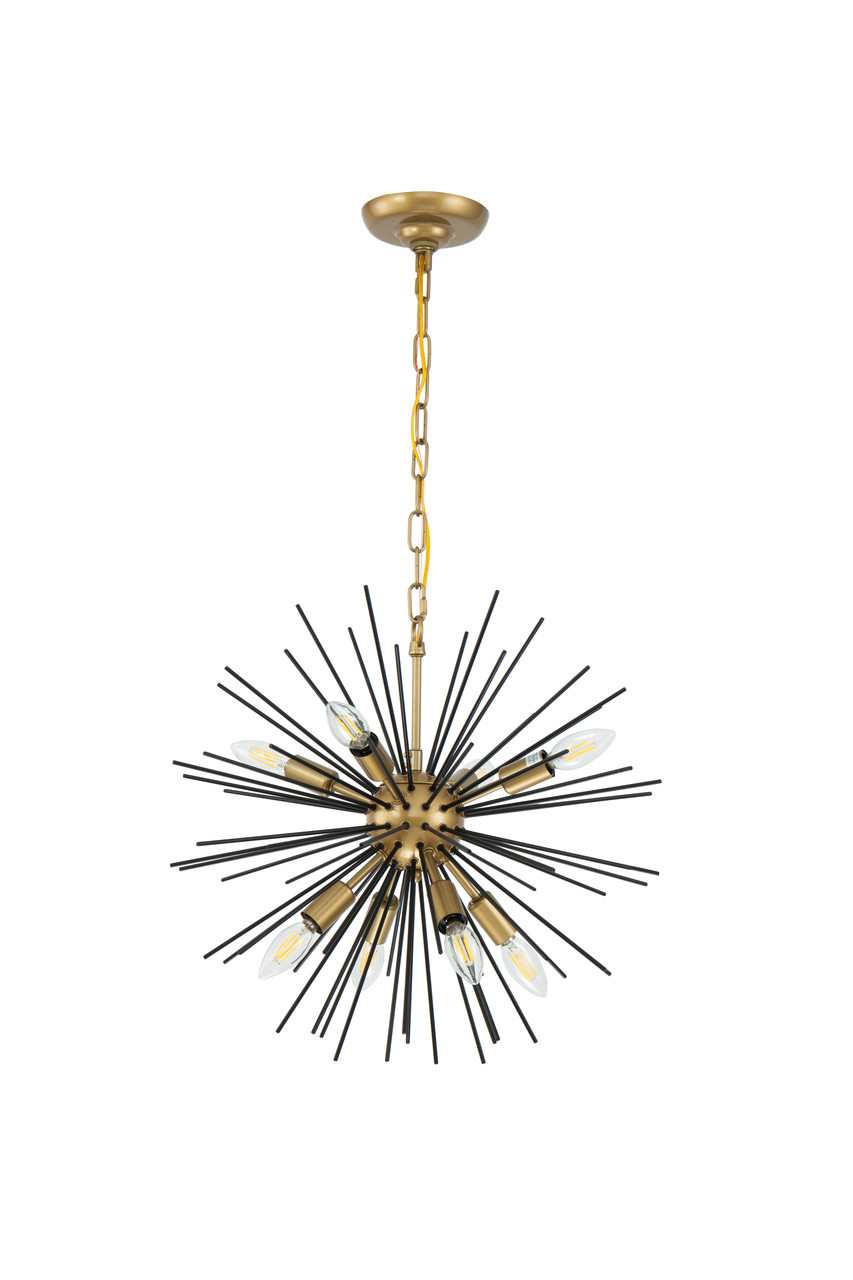 Living District LD5035D20BK Timber 8 light Brass and Black pendant