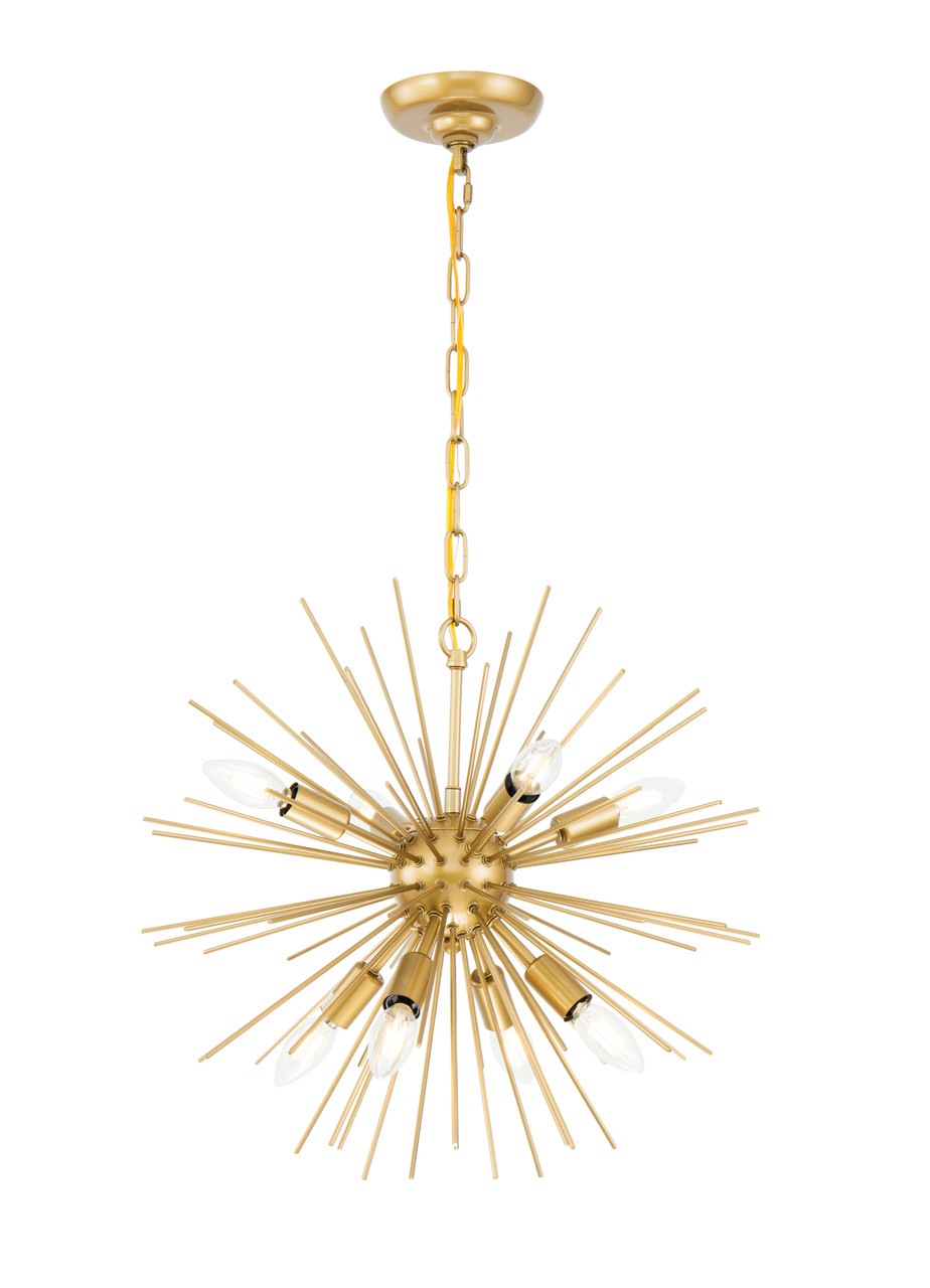 Living District LD5036D20BR Timber 8 light Brass pendant