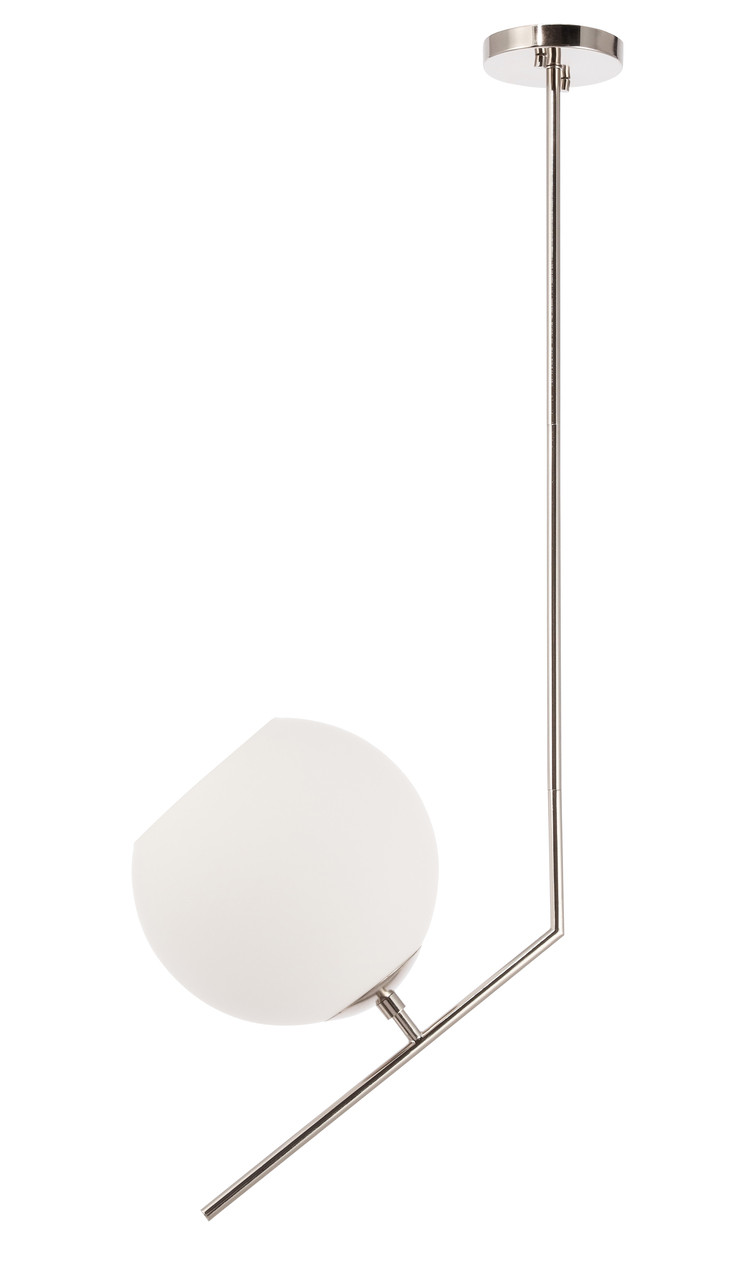 Living District LD8045D10C Ryland 1 light Chrome and Frosted White glass pendant