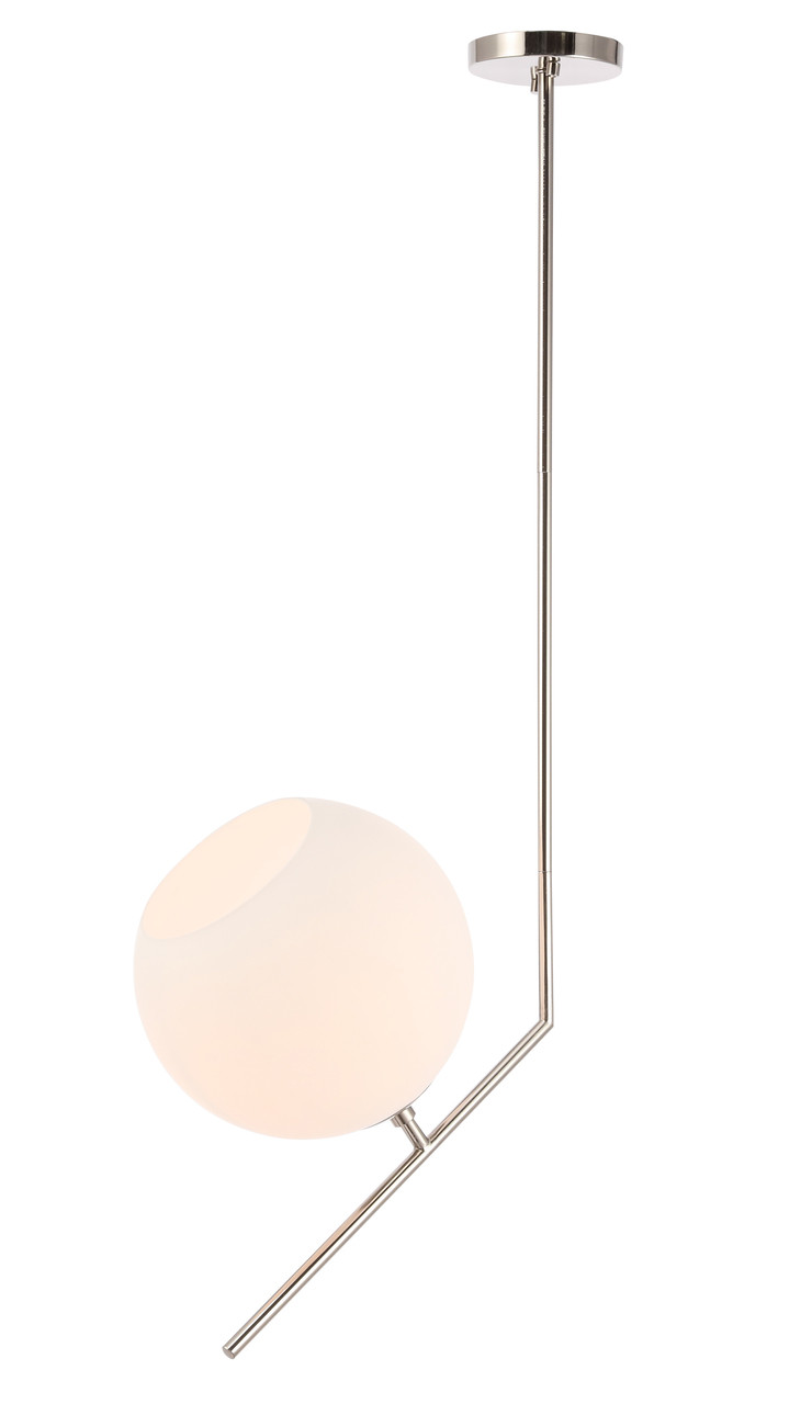 Living District LD8045D10C Ryland 1 light Chrome and Frosted White glass pendant