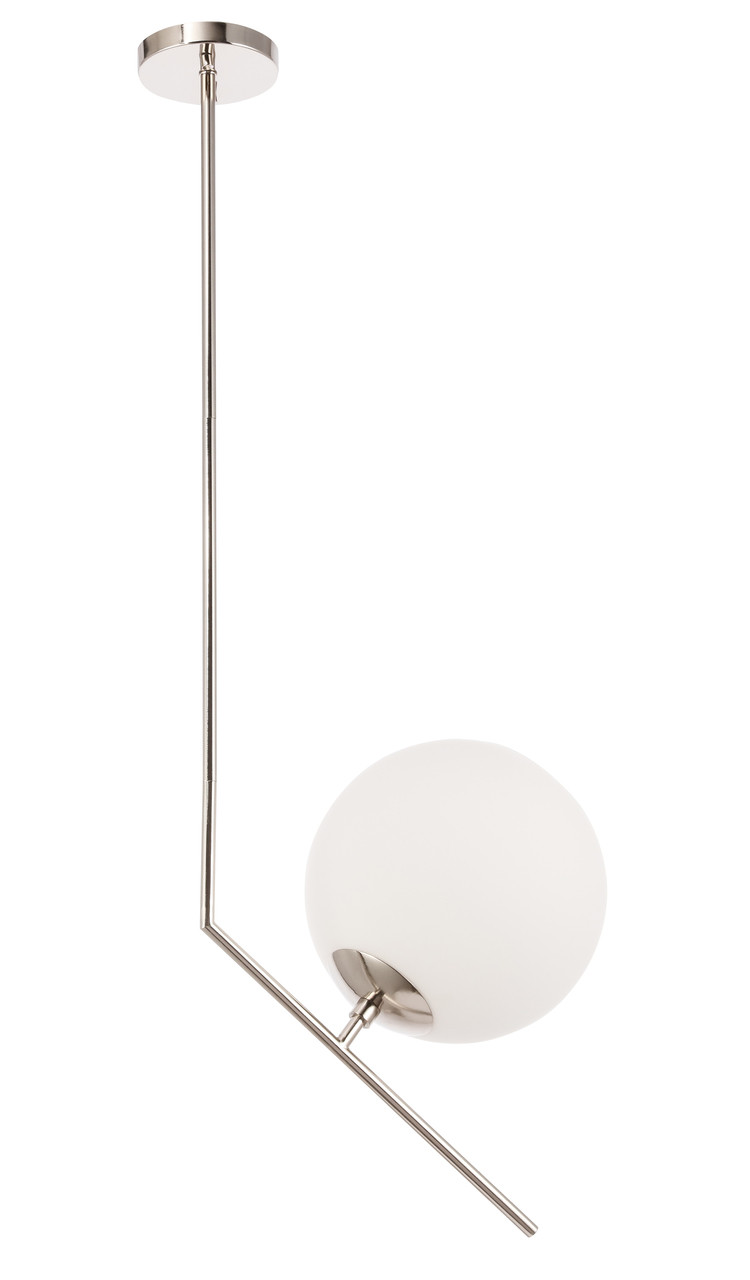 Living District LD8045D10C Ryland 1 light Chrome and Frosted White glass pendant