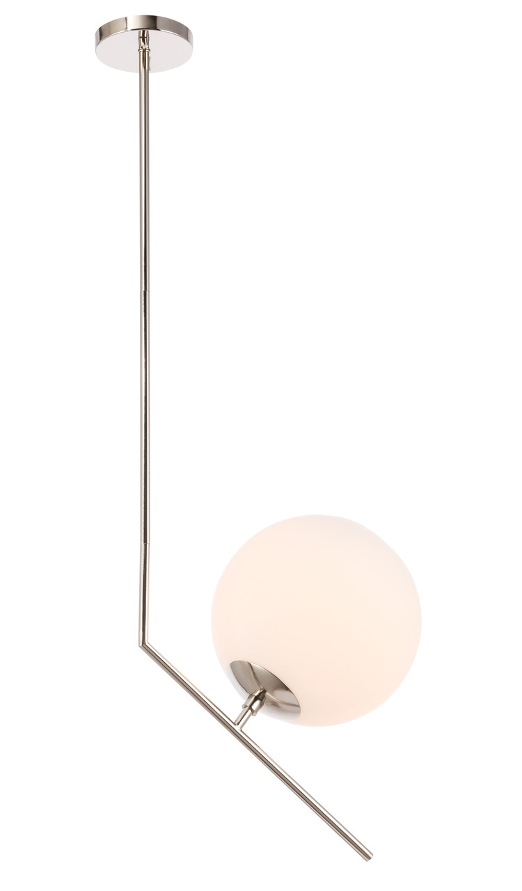 Living District LD8045D10C Ryland 1 light Chrome and Frosted White glass pendant
