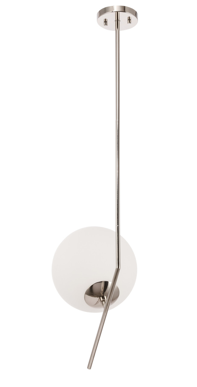 Living District LD8045D10C Ryland 1 light Chrome and Frosted White glass pendant