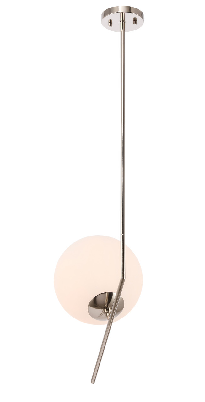 Living District LD8045D10C Ryland 1 light Chrome and Frosted White glass pendant