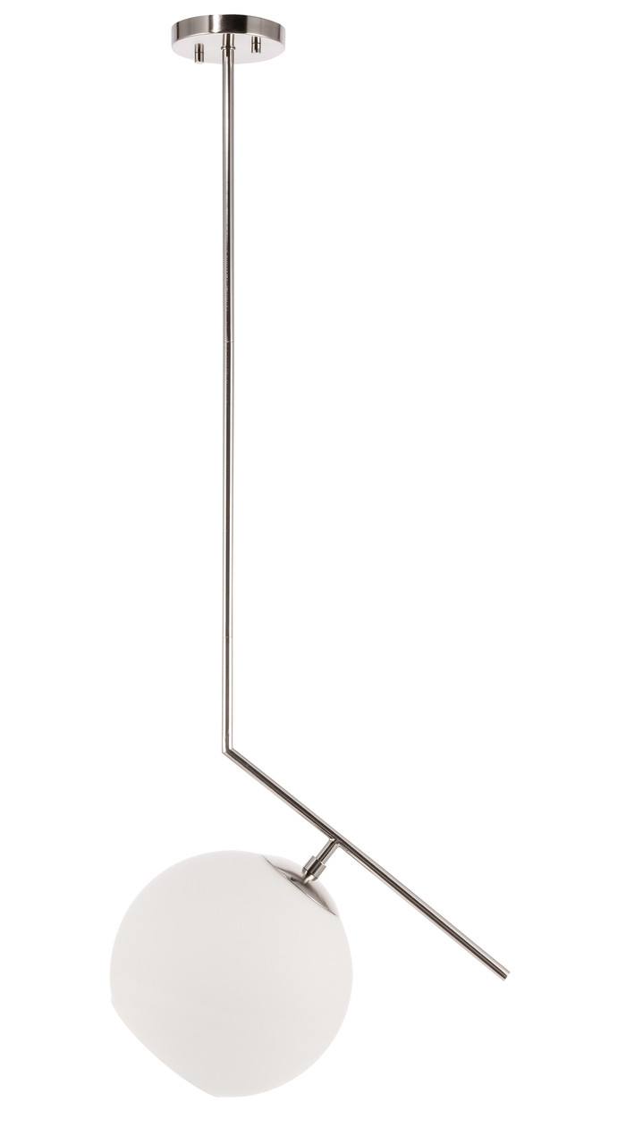 Living District LD8048D10C Ryland 1 light Chrome and Frosted White glass pendant