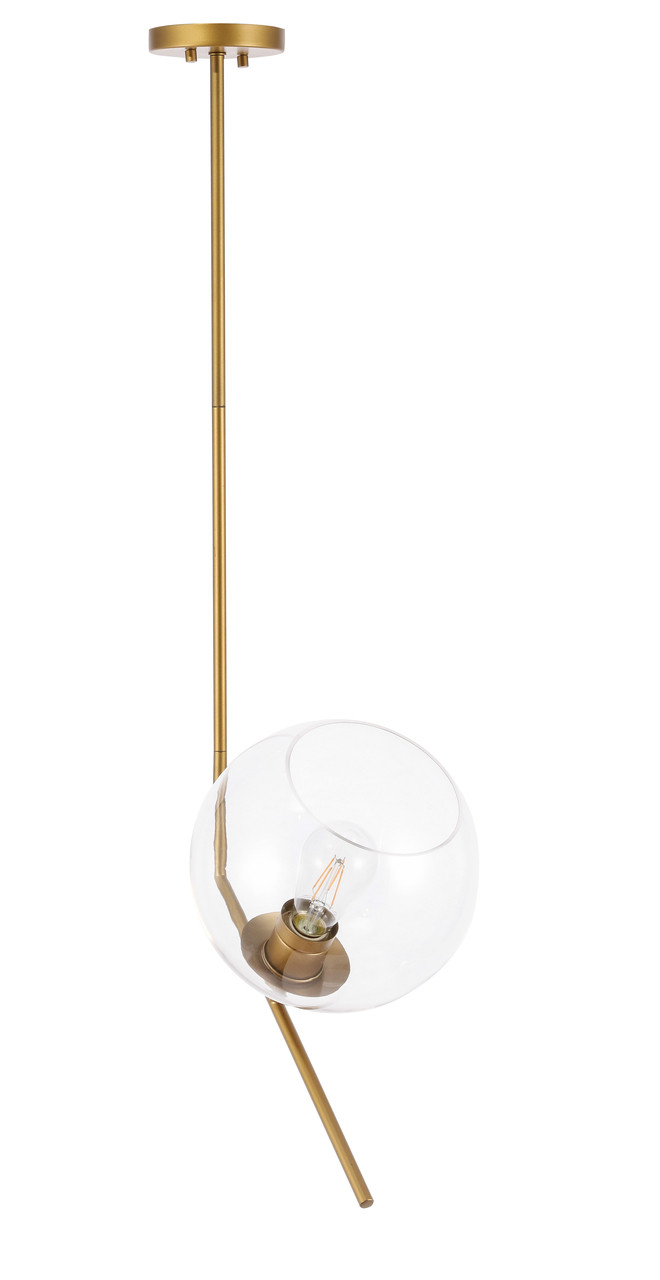 Living District LD8034D10BR Ryland 1 light Brassand Clear glass pendant