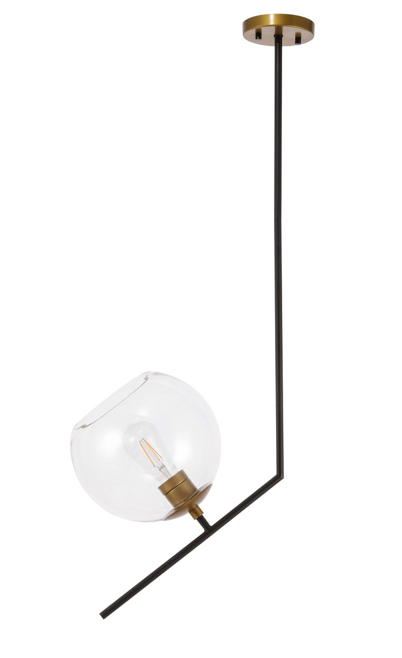 Living District LD8032D10BK Ryland 1 light Black and Brass and Clear glass pendant