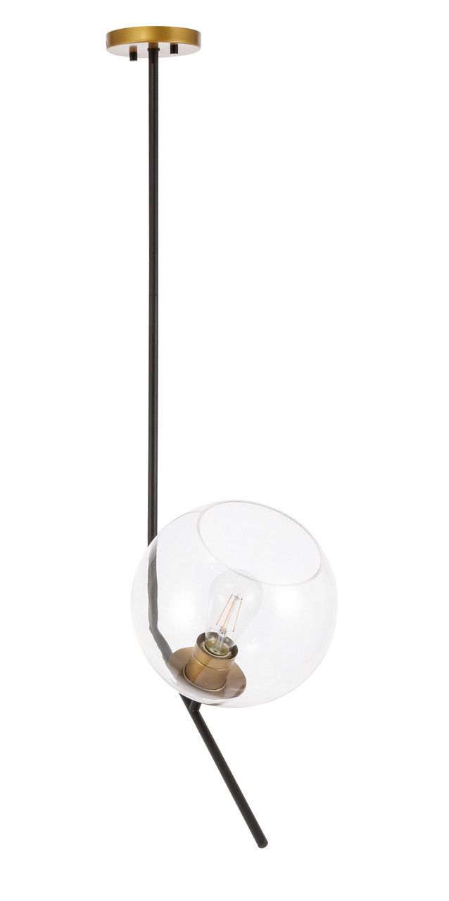 Living District LD8032D10BK Ryland 1 light Black and Brass and Clear glass pendant