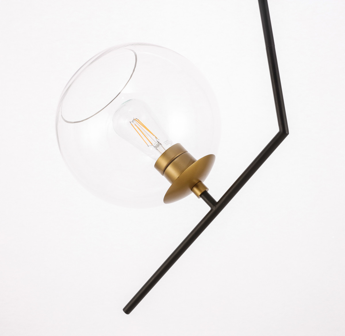 Living District LD8032D10BK Ryland 1 light Black and Brass and Clear glass pendant