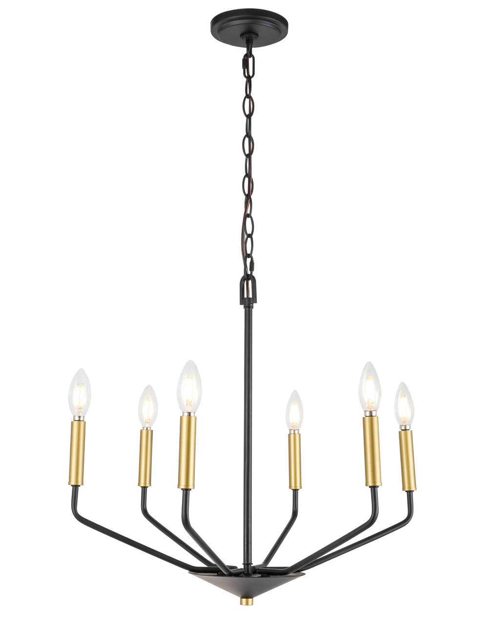 Living District LD8026D22BK Enzo 6 light Black and Brass pendant