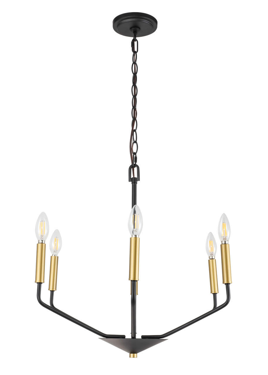 Living District LD8026D22BK Enzo 6 light Black and Brass pendant