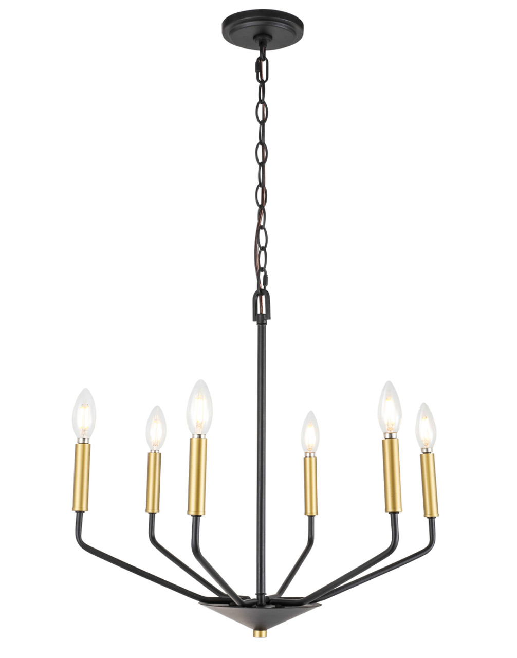 Living District LD8026D22BK Enzo 6 light Black and Brass pendant