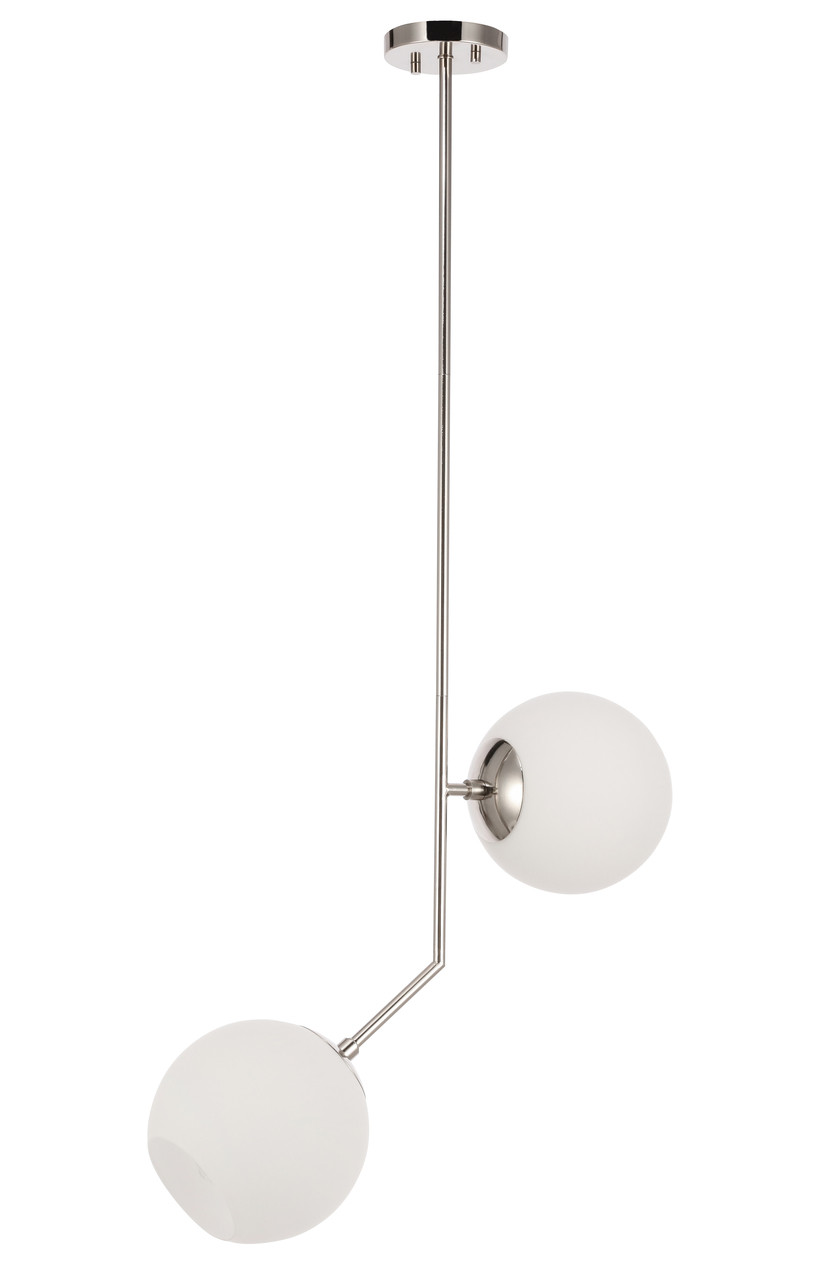 Living District LD8051D8C Ryland 2 light Chrome and Frosted White glass pendant