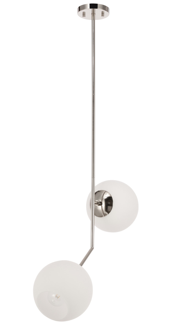 Living District LD8051D8C Ryland 2 light Chrome and Frosted White glass pendant