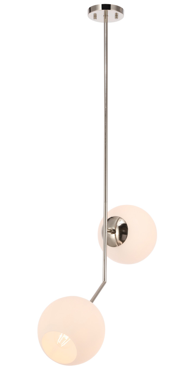 Living District LD8051D8C Ryland 2 light Chrome and Frosted White glass pendant