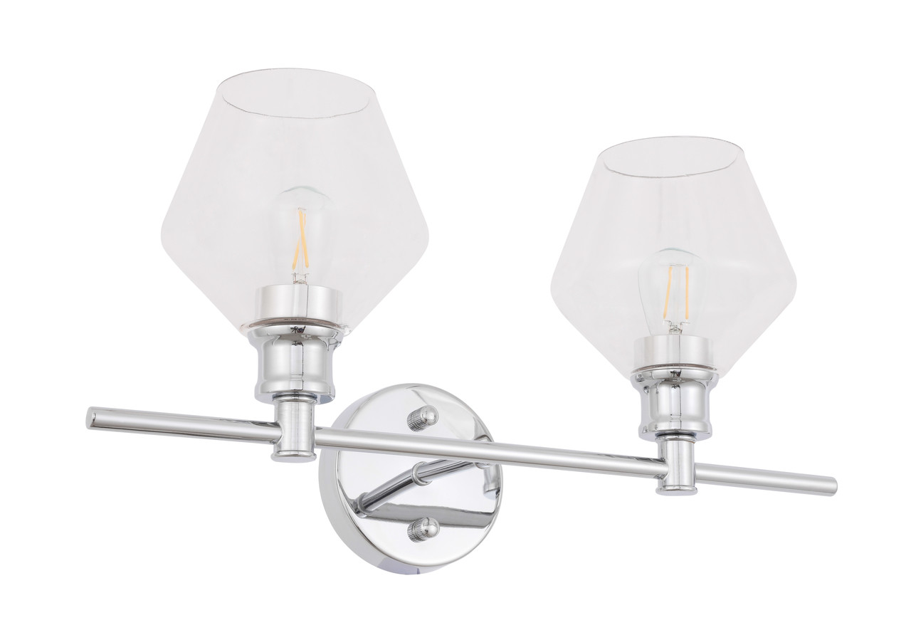 Living District LD2312C Gene 2 light Chrome and Clear glass Wall sconce