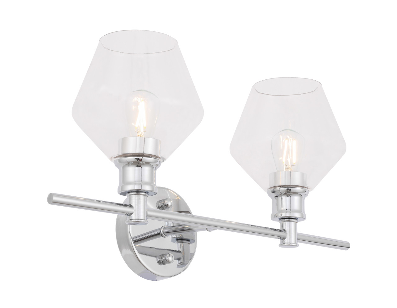 Living District LD2312C Gene 2 light Chrome and Clear glass Wall sconce