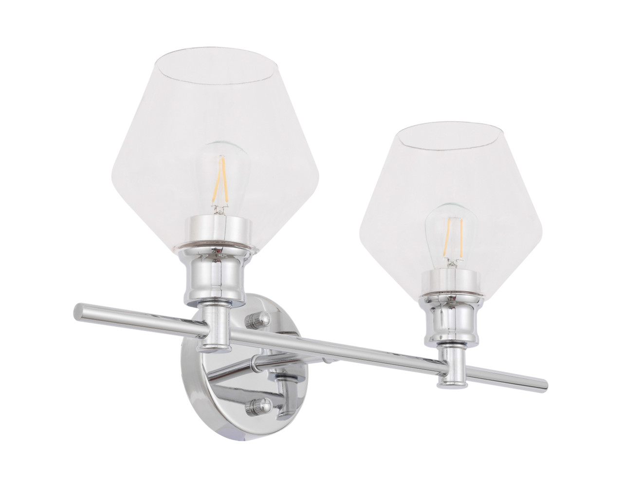 Living District LD2312C Gene 2 light Chrome and Clear glass Wall sconce