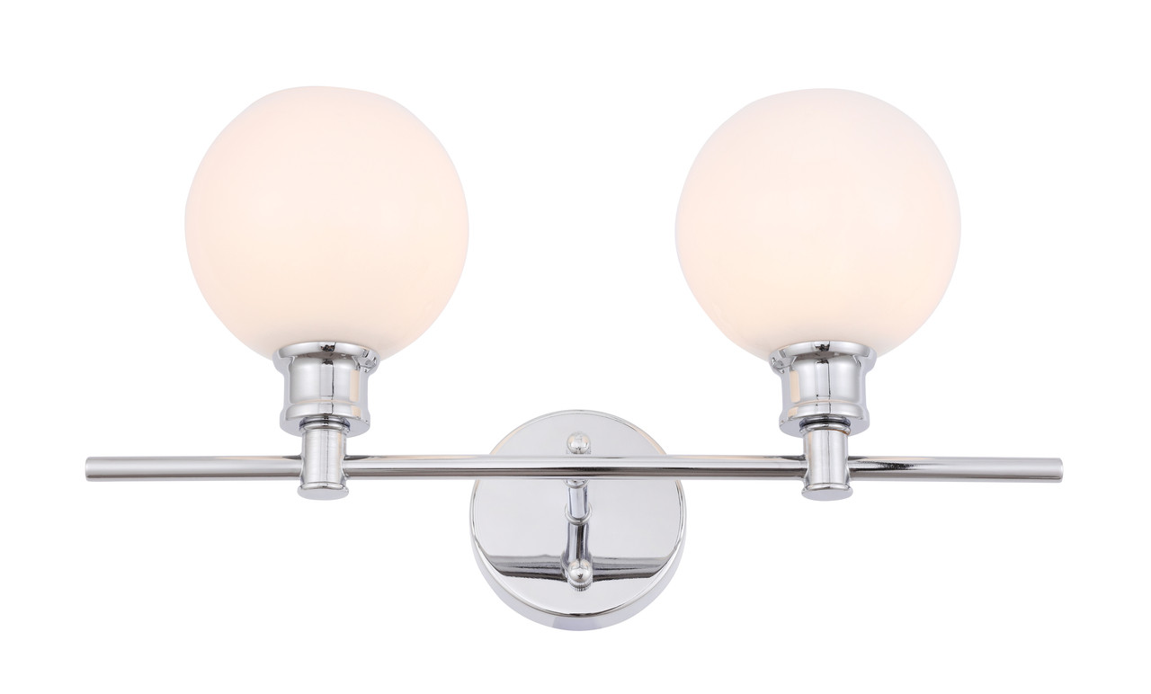 Living District LD2315C Collier 2 light Chrome and Frosted white glass Wall sconce