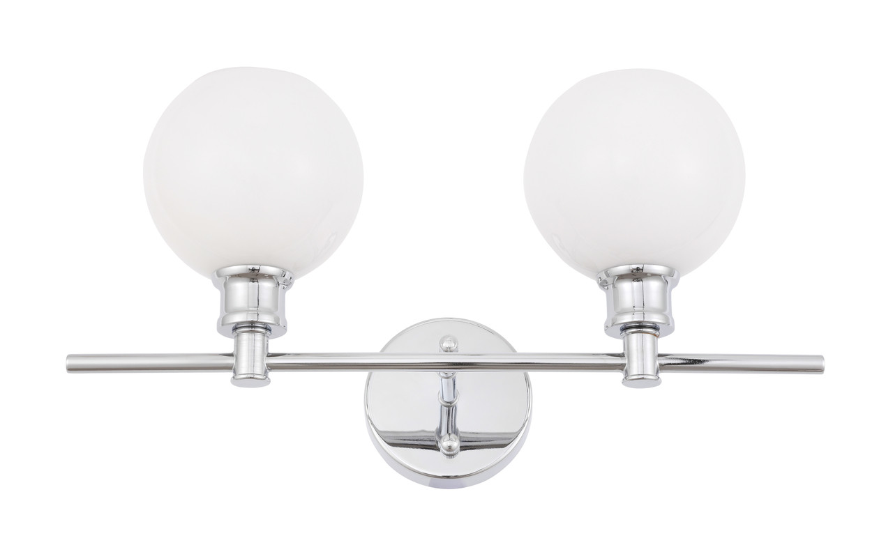 Living District LD2315C Collier 2 light Chrome and Frosted white glass Wall sconce