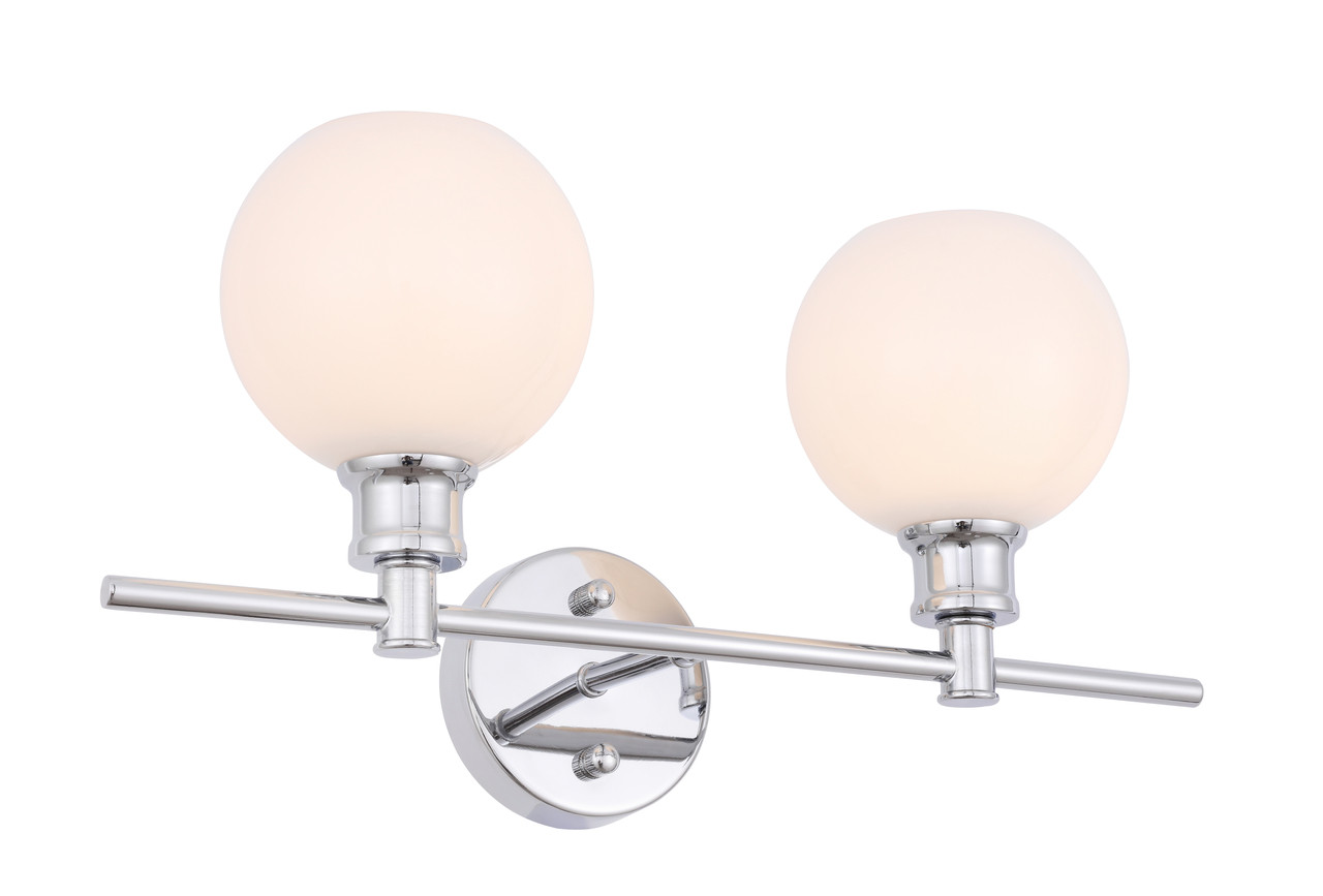Living District LD2315C Collier 2 light Chrome and Frosted white glass Wall sconce