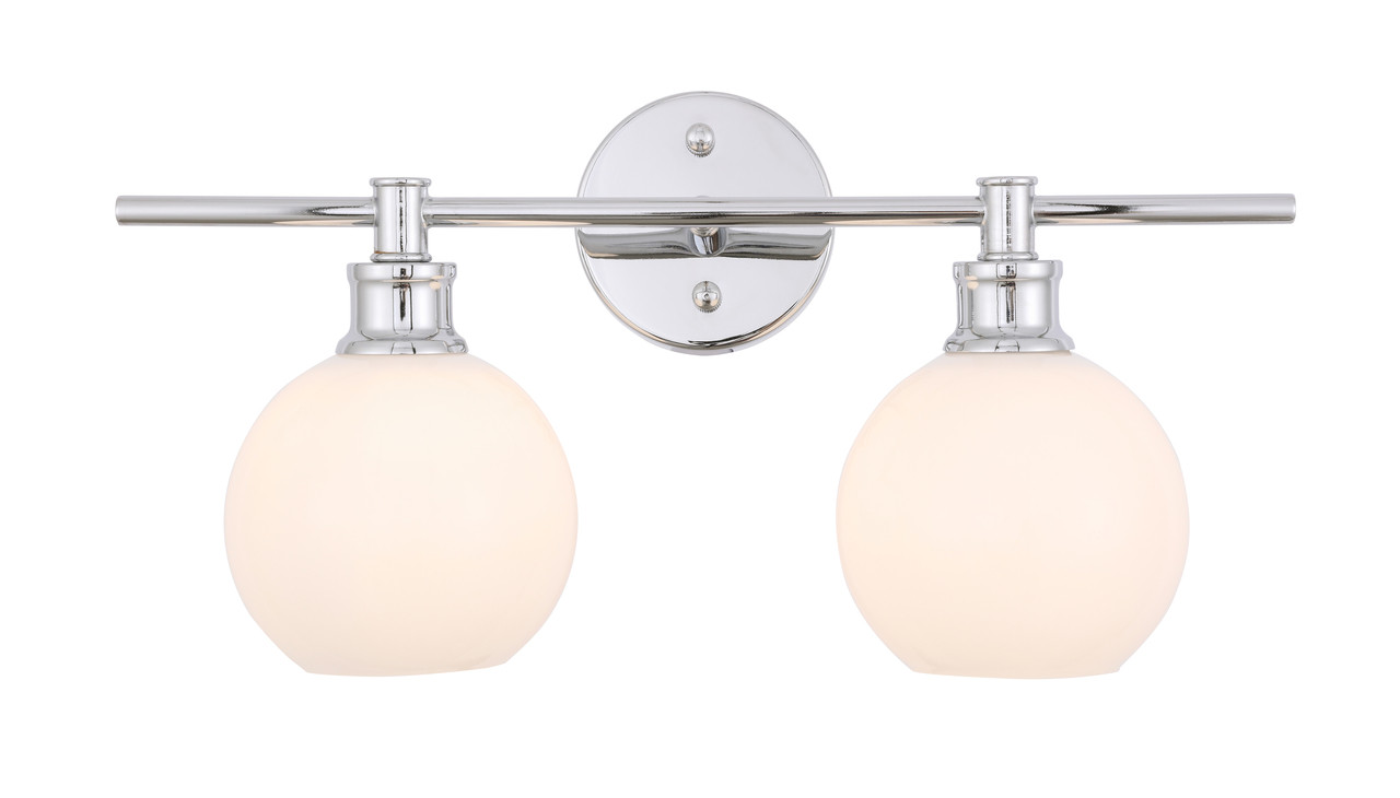 Living District LD2315C Collier 2 light Chrome and Frosted white glass Wall sconce