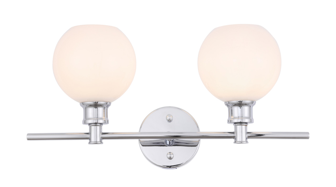 Living District LD2315C Collier 2 light Chrome and Frosted white glass Wall sconce